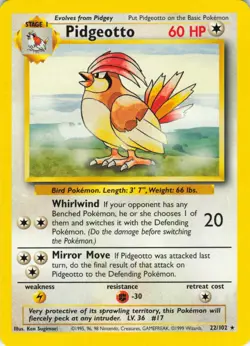 Pidgeotto - 22/102 Base Set - WOTC Unlimited - Pokemon TCG - 1999 - Image 1