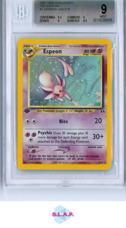 ESPEON POKEMON 1/75 2001 NEO DISCOVERY 1. EDITION HOLO ENGLISH BGS 9 - Image 1