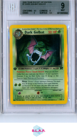 DARK GOLBAT POKEMON 7/82 2000 TEAM ROCKET 1. EDITION HOLO ENGLISH BGS 9 - Image 1