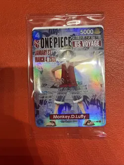 One Piece Monkey D. Luffy College Basketball US Voyage Promo Card SEALED - Image 1