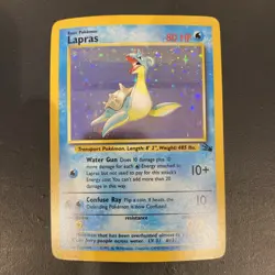 Pokemon Lapras Fossil 10/62 Holo Rare 80 LP-HP Unlimited 1999 TCG Card - Image 1