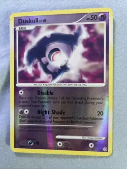 Vintage 2007 Pokemon Card Duskull 80/130 Reverse Holo Foil Diamond Pearl TCG - Image 1