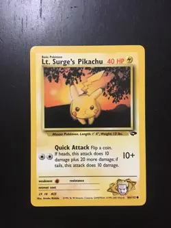 Lt. Surge’s Pikachu 84/132 Gym Challenge Pokemon Card - Image 1