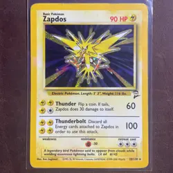 Zapdos Holo Rare Base Set 2 020/130 MP Pokemon Card - Image 1
