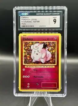 CGC 9 Clefairy #63/108 Pokemon XY Evolutions Holo 2016 ENGLISH - Image 1