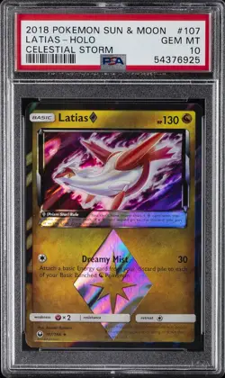 2018 POKEMON SUN & MOON CELESTIAL STORM #107 LATIAS-HOLO PSA 10 - Image 1