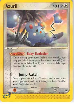 Azurill 31/100 Uncommon Sandstorm Pokemon NM - Image 1