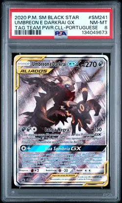 2020 POKEMON SM BLACK STAR PROMO #SM241 UMBREON E DARKRAI GX PSA 8 - Image 1