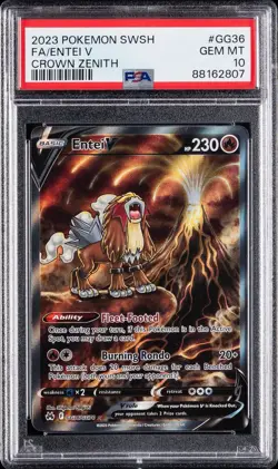 Pokemon TCG 2023 Crown Zenith Entei v Alt Art GG36/GG70 PSA 10 - Image 1