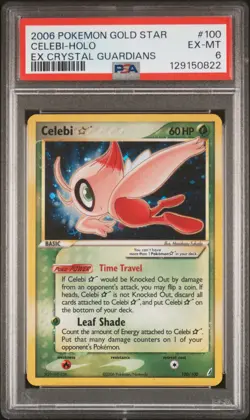 2006 POKEMON EX CRYSTAL GUARDIANS GOLD STAR #100 CELEBI-HOLO PSA 6 - Image 1
