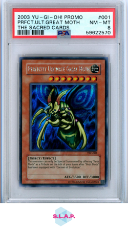 PERFECTLY ULTIMATE GREAT MOTH YUGIOH TSC-001 2003 THE SACRED CARDS SR EN PSA 8 - Image 1