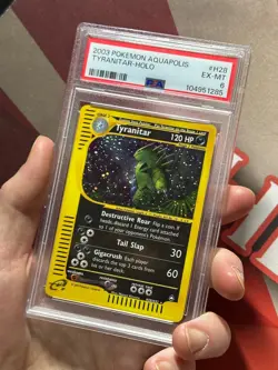 TYRANITAR H28/H32 Aquapolis PSA 6 EX-MT HOLO E-Series E-Reader Pokemon TCG card - Image 3
