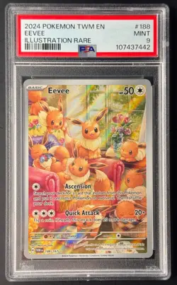 Eevee Illustration Rare 188/167 – PSA 9 – Twilight Masquerade SV06 Pokemon Card - Image 1