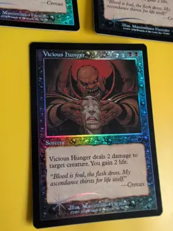 Vicious Hunger x3 Sorcery MTG 3 Card. OLD VINTAGE FOIL. NEMESIS. - Image 3
