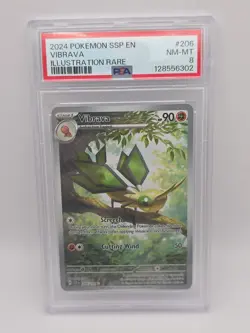 PSA 8 Vibrava 206/191 Pokemon Surging Sparks Illustration Rare 2024 NM-MINT SSP - Image 3