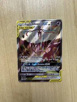 Pokemon TCG Espeon and Deoxys Tag Team GX SM240 Black Star Promo Near Mint - Image 1