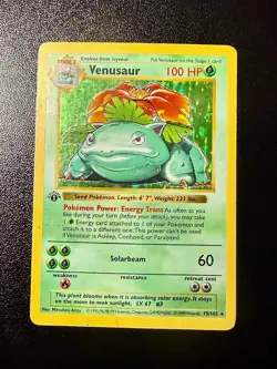 1999 Pokemon Base Set 1st Edition Shadowless Venusaur Holo #15/102 WOTC - Image 2
