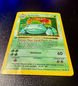1999 Pokemon Base Set 1st Edition Shadowless Venusaur Holo #15/102 WOTC - Image 3