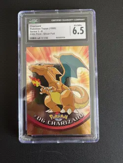 Pokemon 1999 Series 1- Topps - Charizard Foil #06 - 5th Print Rare Black Logo - Image 1