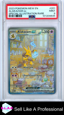 ALAKAZAM EX SPECI4L ILLUSTRATION RARE POKEMON MEW EN-151 2023 201 PSA 9 - Image 1