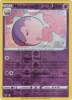 Musharna 088/202 Pokemon TCG Card Sword Shield Base Rare Reverse Holofoil - Image 1