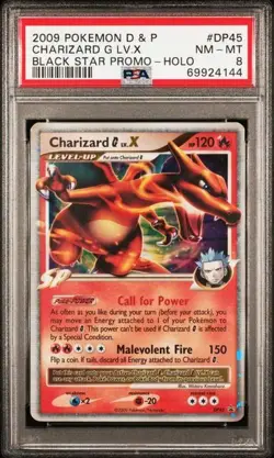 PSA 8 - 2009 Pokemon D & P CHARIZARD G LV. X Black Star Promo #DP45 (4144) w - Image 1