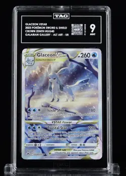 2023 Glaceon POKEMON SWORD & SHIELD CROWN ZENITH #GG40 FULL ART VSTAR Psa TAG 9 - Image 1