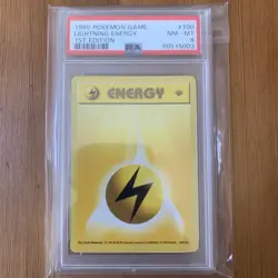 1999 Pokemon Game Lightning Energy #100 1ST Edition PSA 8 - Image 1