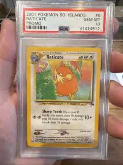 PSA Gem Mint 10 2001 POKEMON SOUTHERN ISLANDS PROMO #6 RATICATE PROMO - Image 1