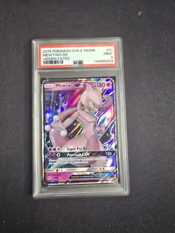 PSA 9 MINT 2019 Pokemon Mewtwo GX Hidden Fates Sun & Moon PSA 9 MINT - Image 1
