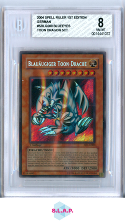 BLAUAUGIGER TOON DRACHE YUGIOH SRLG000 2004 SPELL RULER 1. ED SECRET RARE BGS 8 - Image 1