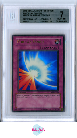 MIRROR FORCE YUGIOH MRDE138 2003 METAL RIDERS 1. EDITION ULTRA RARE EN BGS 7 - Image 1
