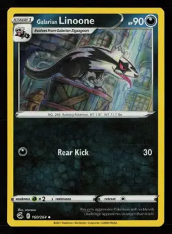 Galarian Linoone SWSH08: Fusion Strike #160/264 Uncommon Pokemon Card - Image 1