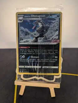 Pokemon Sword & Shield Stamped Promo Card Galarian Obstagoon 119/202 Holo Sealed - Image 1