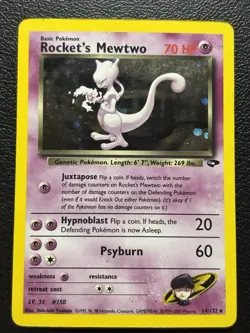 Pokemon Rocket’s Mewtwo 14/132 Gym Challenge Vintage Holo Card WOTC (MP) - Image 1