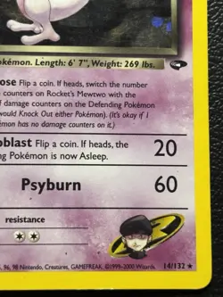 Pokemon Rocket’s Mewtwo 14/132 Gym Challenge Vintage Holo Card WOTC (MP) - Image 5