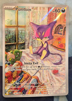 Purrloin 2025 Pokemon SV #136/086 White Flare Illustration Rare - Image 1