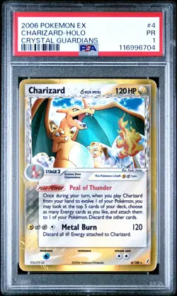 Pokemon PSA 1 Charizard #4 Holo EX Crystal Guardians 2006 English - Image 2