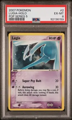 2007 POKEMON POP SERIES 5 #2 LUGIA-HOLO PSA 6 - Image 1