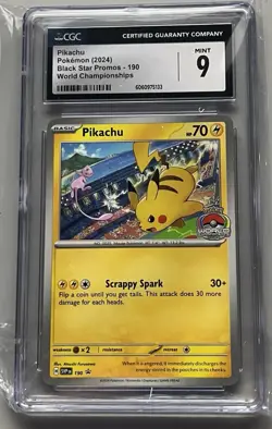 Pokemon Black Star Promos World Championships Pikachu #190 CGC MINT 9 - Image 1