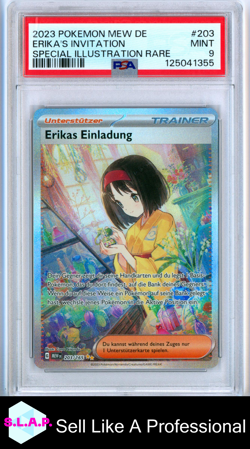 ERIKA'S INVITATION SPECI4L ILL RARE POKEMON GER MEW DE-151 2023 203 PSA 9 - Image 1