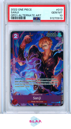 SANJI PRE ERRATA ONE PIECE TCG OP01-013 2022 ROMANCE DAWN FOIL ENGLISH PSA 10 - Image 1