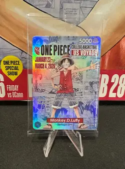 One Piece Monkey D. Luffy US Voyage College Basketball SEALED Foil Promo Card - Image 1