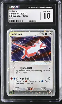CGC 10 GEM MINT Latias ex 2003 EX Dragon 93/97 Holo SWIRL Pokemon Card - Image 1