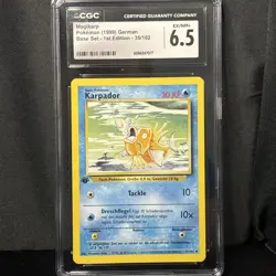 German Magikarp Karpador Base 1st Edition Pokemon 35/102 Card CGC 6.5 - Image 1