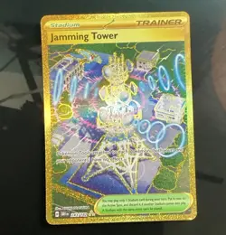 Jamming Tower 243/182 - Gold Hyper Rare Destined Rivals Pokemon Card - Image 1