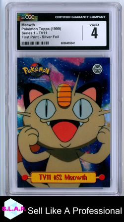 MEOWTH POKEMON TOPPS #TV11 1999 SERIES 1 HOLO GERMAN CGC 4 - Image 1
