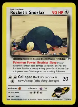 Pokemon Card - Rocket's Snorlax Gym Heroes 33/132 Rare - Image 1