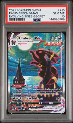 2021 POKEMON SWORD & SHIELD EVOLVING SKIES SECRET FULL ART/UMBREON VMAX PSA 10 - Image 1