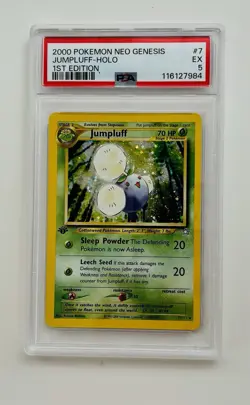 2000 Pokemon Neo Genesis 1st Edition Jumpluff # 7 Holo PSA 5 EX FRESH GRADE! - Image 1